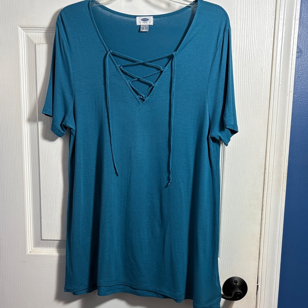 Old Navy Teal Blue Short Sleeve Tunic Top Large